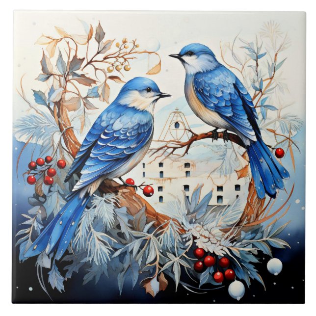 Songbirds, delightful illustration, tile (Front)