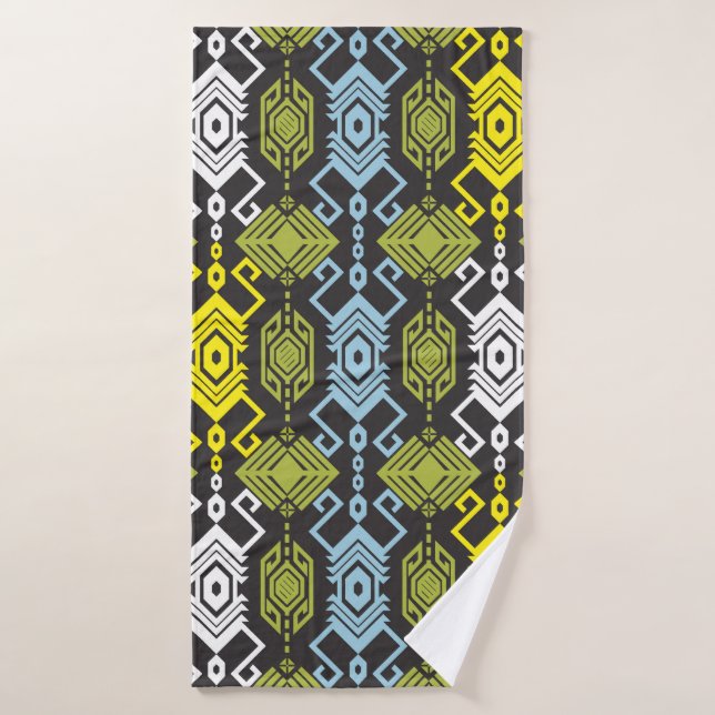 Songket Tenun Geometric Seamless Pattern with Crea (Serviette de bain)