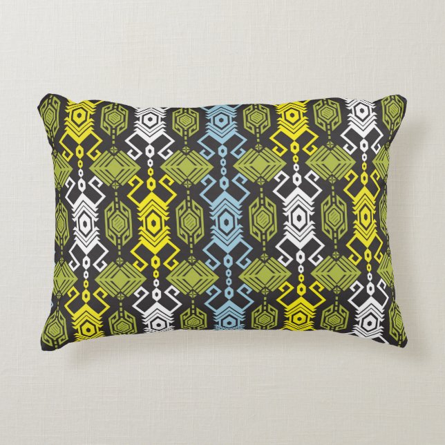 Songket Tenun Geometric Seamless Pattern with Crea Accent Pillow (Front)