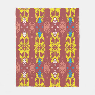 Songket Tenun Geometrik Seamless Pattern with Crea Fleece Blanket