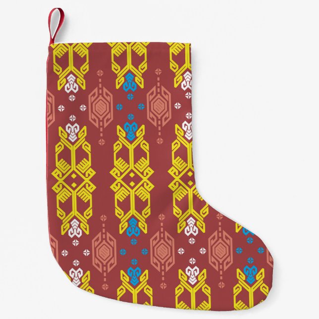 Songket Tenun Geometrik Seamless Pattern with Crea Small Christmas Stocking (Front)