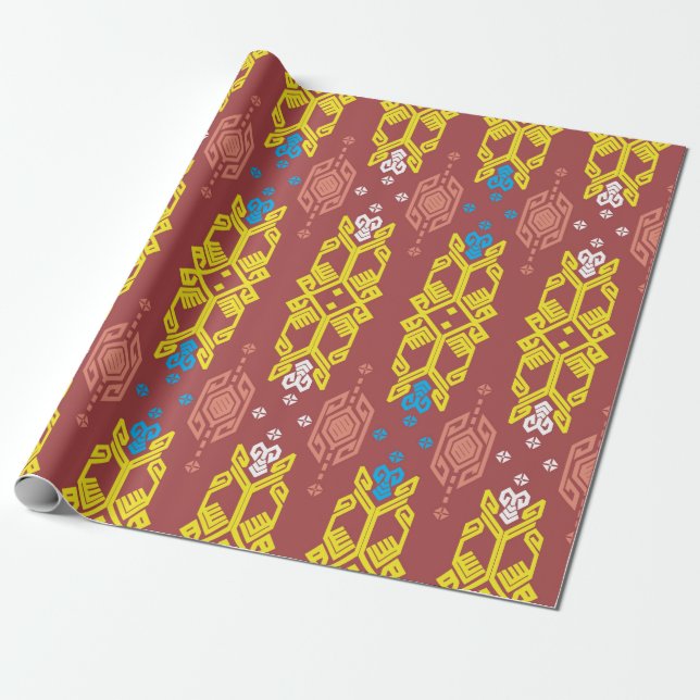 Songket Tenun Geometrik Seamless Pattern with Crea Wrapping Paper (Unrolled)