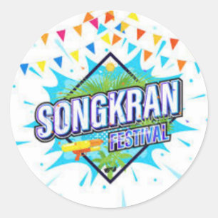 Songkran Festival Classic Round Sticker