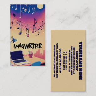 Songwriter Writing Songs at Night  Business Card