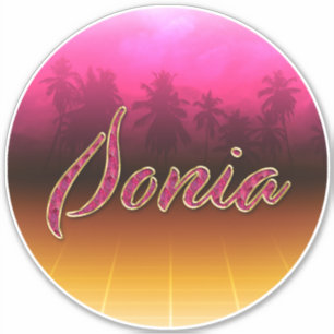 Sonia First name golden pink sticker