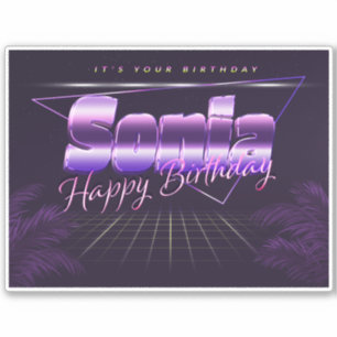 Sonia Name Vorname lila retro Sticker Geburtstag