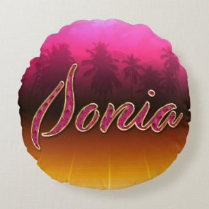 Sonia Vorname Name golden pink Kissen Round Pillow