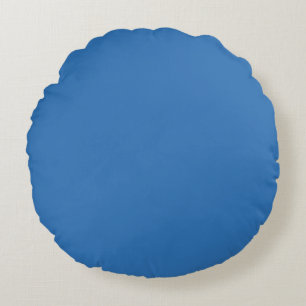 Sonic Blue Solid Colour Print, Jewel Tone Colours Round Pillow