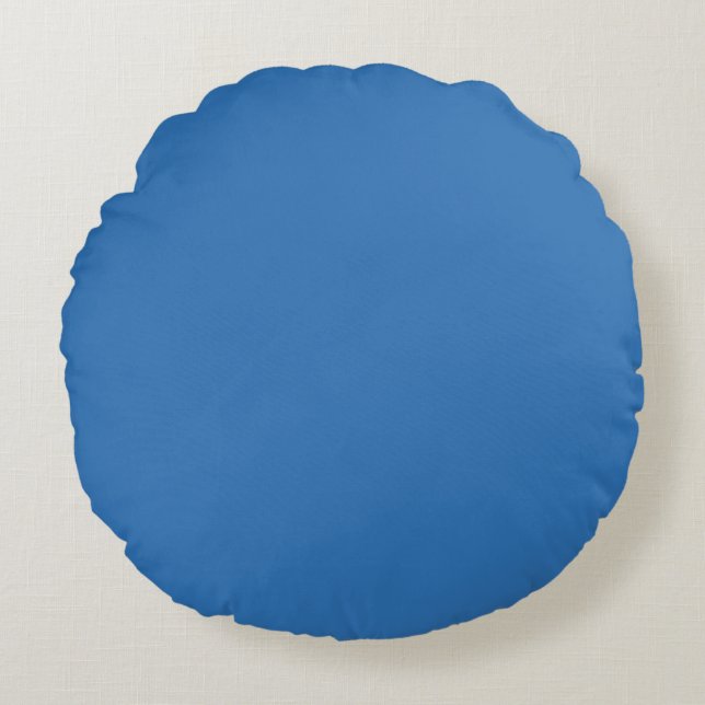 Sonic Blue Solid Colour Print, Jewel Tone Colours Round Pillow (Front)