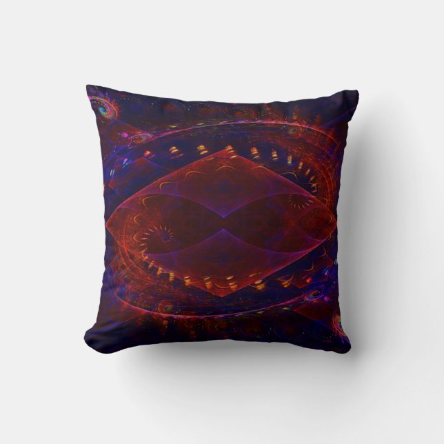 Sonic Fractal Flame Abstract Throw Pillow (Front)