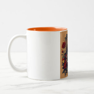 Sonic Rebellion: Skull & Scales Rock 'n' Roll Tatt Two-Tone Coffee Mug