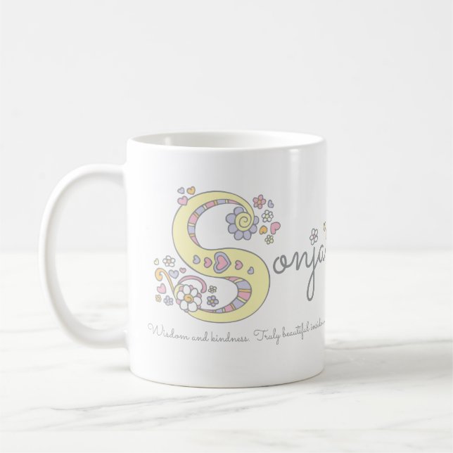 Sonja letter S name meaning monogram mug (Left)