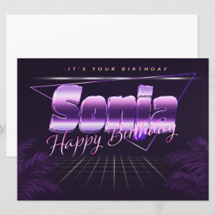 Sonja Name First name lila retro card Birthday