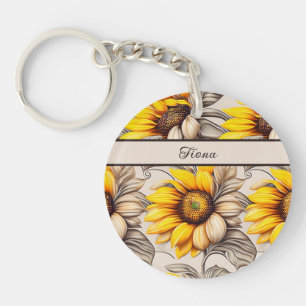 Sonnenblumen Aquarell Muster Keychain