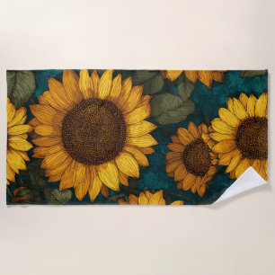 Sonnenblumen Muster – Fröhlicher Floral Style Beach Towel