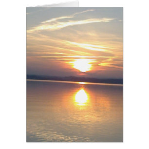 Sonnenuntergang am See, Grusskarte, blanko