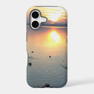 Sonnenuntergang am See mit Enten