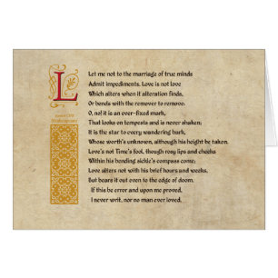 Sonnet 116 de Shakespeare (CXVI) sur le parchemin