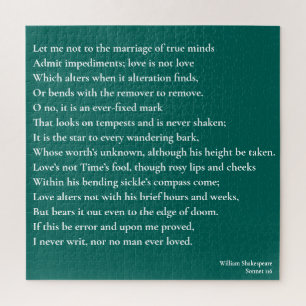 Sonnet 116Let me not to the marriage of true minds Jigsaw Puzzle