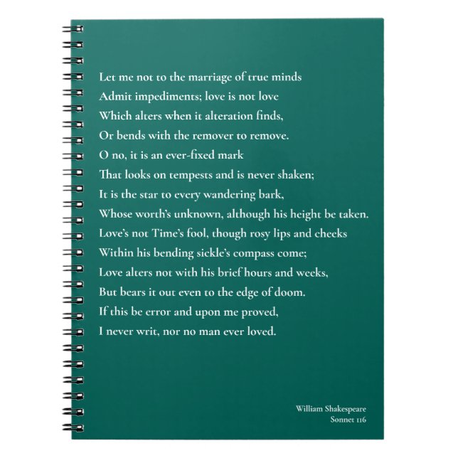 Sonnet 116Let me not to the marriage of true minds Notebook (Front)