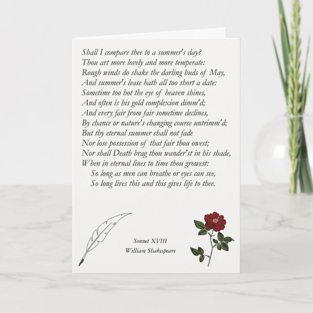 Sonnet # 18 by William Shakespeare Card (Front)