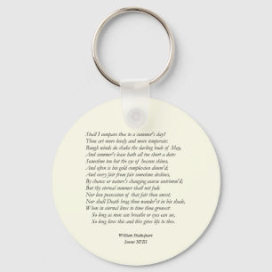 Sonnet # 18 by William Shakespeare Keychain