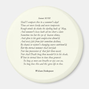 Sonnet # 18 by William Shakespeare Magnet