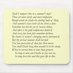 Sonnet # 18 by William Shakespeare Mouse Pad