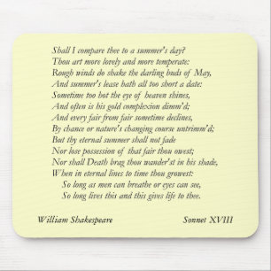Sonnet # 18 by William Shakespeare Mouse Pad