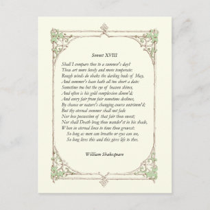 Sonnet # 18 by William Shakespeare Postcard