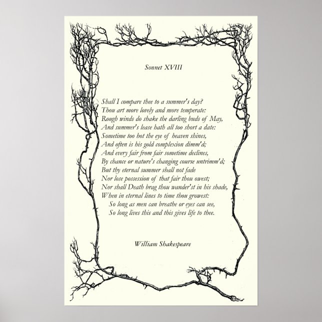 Sonnet # 18 by William Shakespeare Poster (Front)