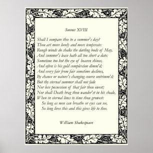 Sonnet # 18 by William Shakespeare Poster