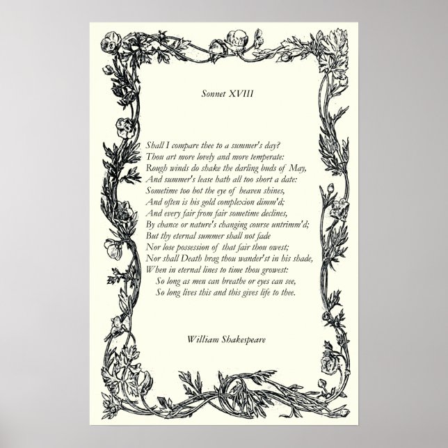 Sonnet # 18 by William Shakespeare Poster (Front)