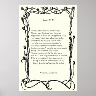 Sonnet # 18 by William Shakespeare Poster