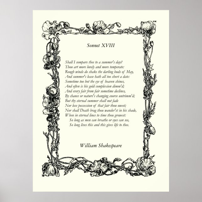 Sonnet # 18 by William Shakespeare Poster (Front)