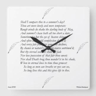 Sonnet # 18 by William Shakespeare Square Wall Clock