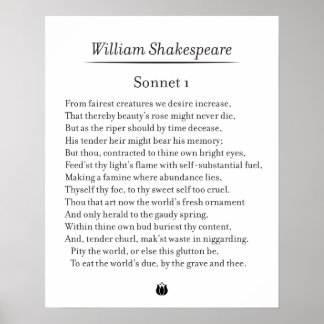 Sonnet 1 by William Shakespeare  Poster