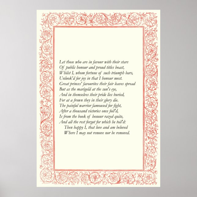 Sonnet # 25 by William Shakespeare Poster (Front)