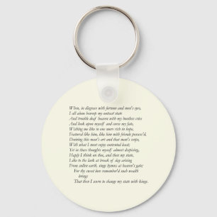 Sonnet # 29 by William Shakespeare Keychain
