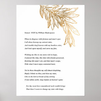 Sonnet 29 par William Shakespeare Poster