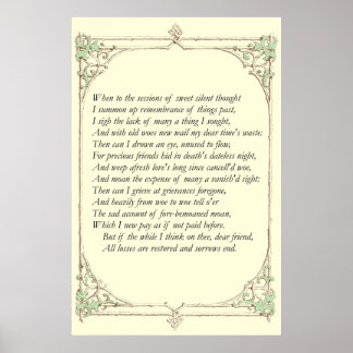Sonnet # 30 by William Shakespeare Poster