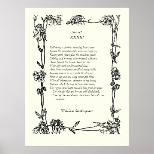 Sonnet # 33 by William Shakespeare Poster | Zazzle