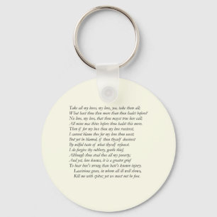 Sonnet # 40 by William Shakespeare Keychain