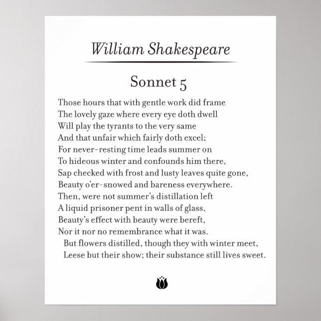 Sonnet 5 par William Shakespeare Poster (Devant)