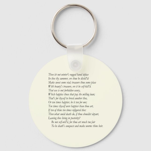 Sonnet # 6 by William Shakespeare Keychain (Front)