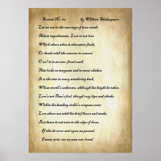 Sonnet No. 116 by William Shakespeare Poster (Front)