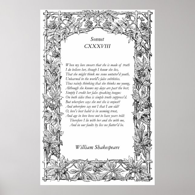 Sonnet Number 138 by William Shakespeare Poster (Front)