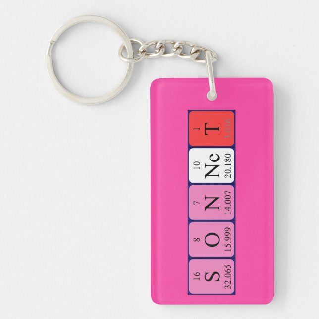Sonnet periodic table name keyring (Front)