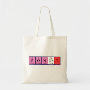 Sonnet periodic table name tote bag