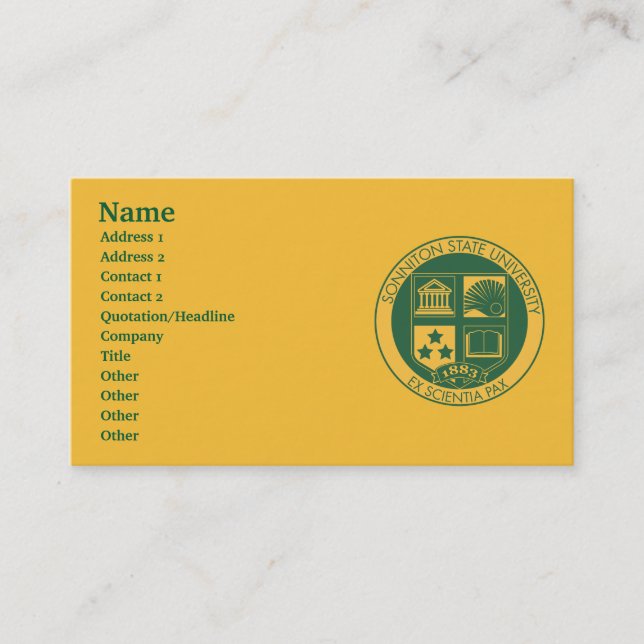 Sonniton State University Seal - Colour Business Card (Front)